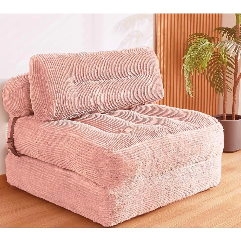 

Folding Sofa Bed, Convertible Sleeper Chair Couch Bed Faux Rabbit Fur for Adults, with Back Support Floor Couch Comfy Floor Sofa