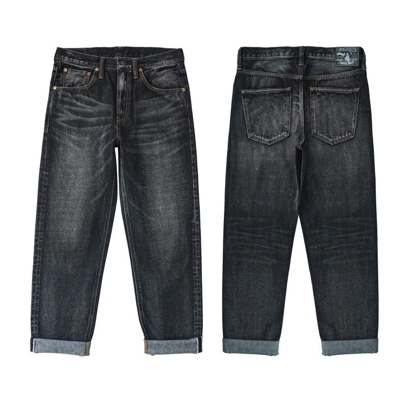 

Винтажные прямые мужские джинсы Waed из хлопка 00% молодежная мода в стиле ретро со средней высокой талией и застежкой-молнией, всесезонная одежда