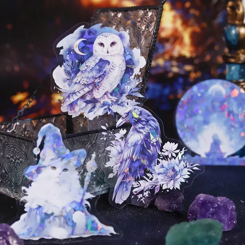 10 قطعة ملصقات الحيوانات الأليفة ساحرة نجوم الفنون ليلة السماء قذيفة ضوء خلفية الكتابة حزمة اختيارات سجل القصاصات قطع 150*91 مللي متر