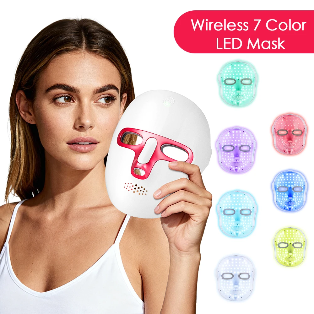 LED-Licht Gesichtsmaske Schönheitsgerät 7 Farben LED-Photonen-Schönheitsmaske Anti-Aging Lifting Aufhellung der Haut für den Persönlichen Gebrauch zu Hause