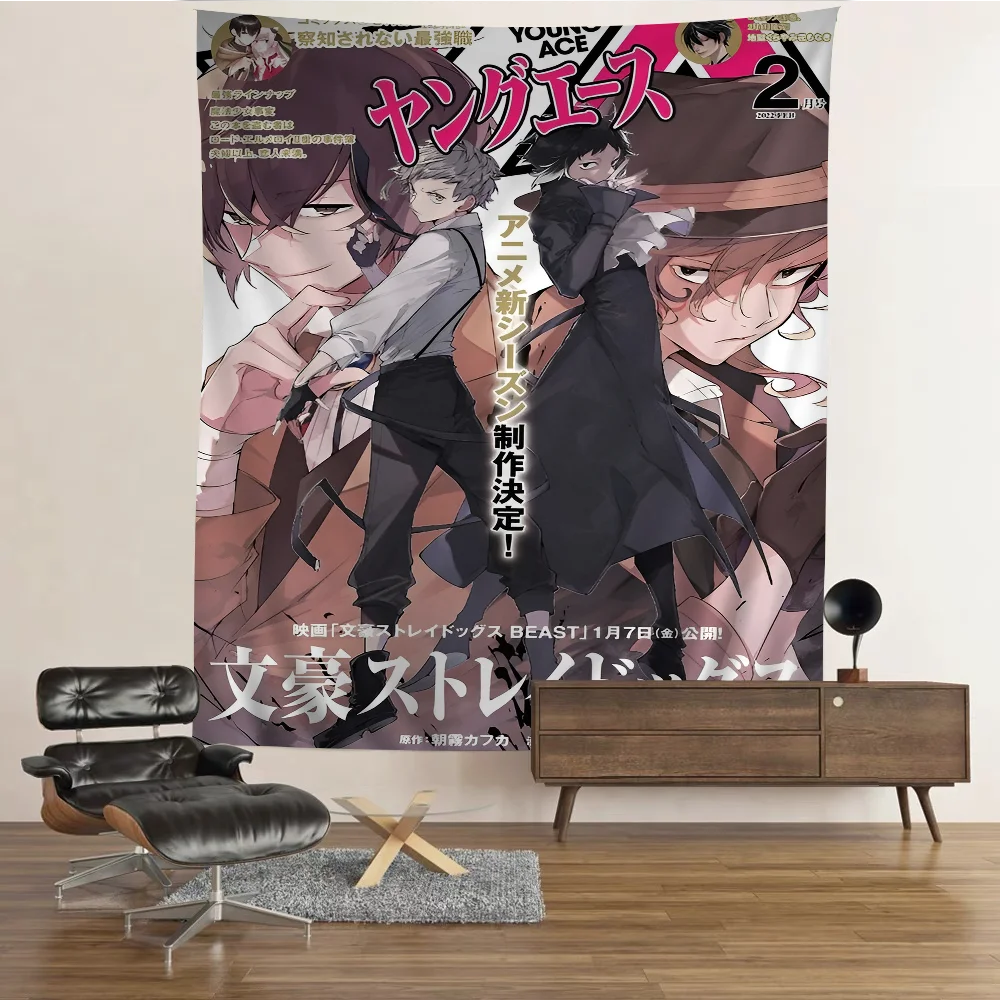 

B-Bungo S-Stray Dogs Dazai C-Chuuya Printed Large Wall Tapestry Indian Buddha Wall Decoration Witchcraft Hippie Wall Art Decor