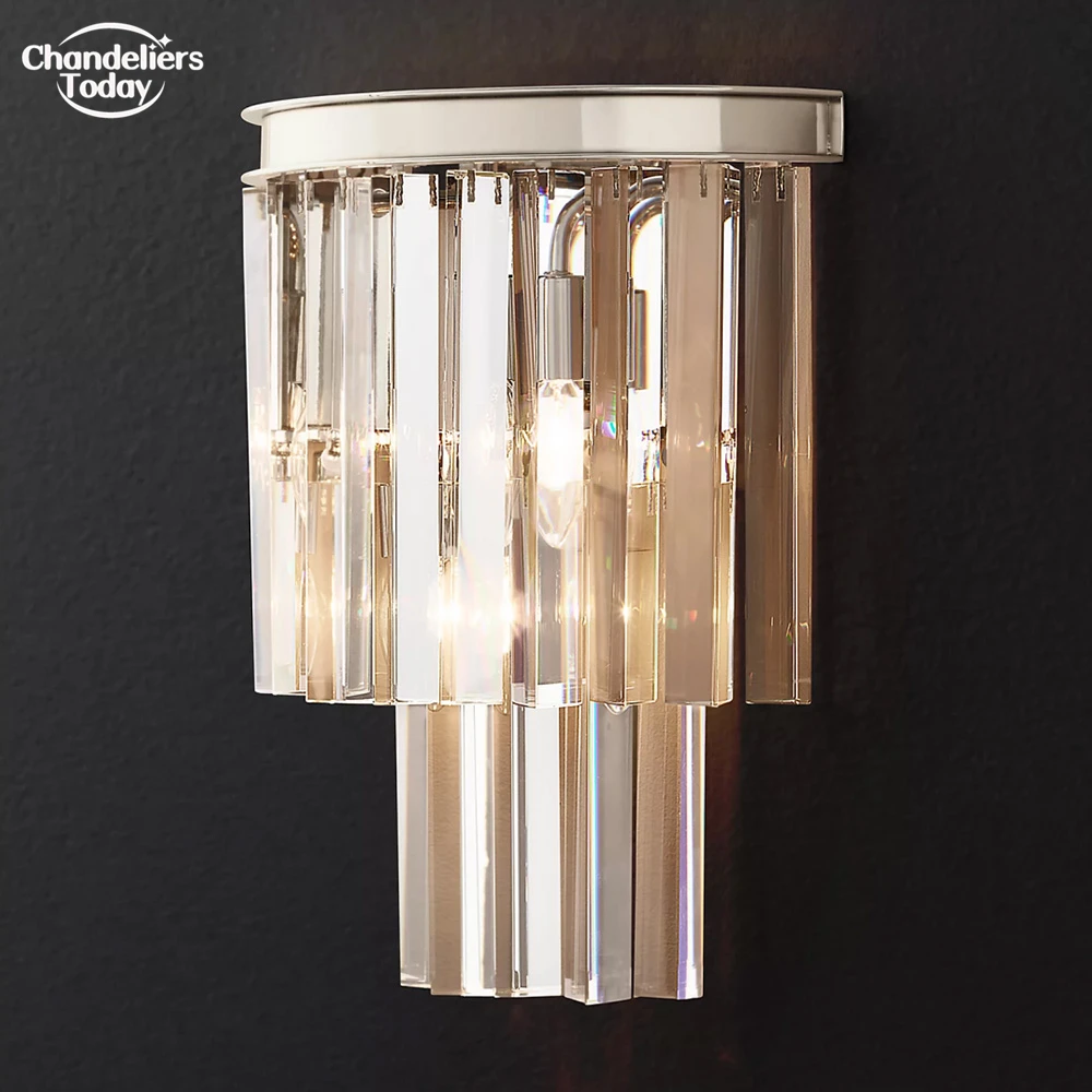 Classic Crystal Wall Lamp for Living Room Odeon Sconce Modern Prism Cristal Bedroom Wall Light Home Corridor Nickel Sconce Lamps