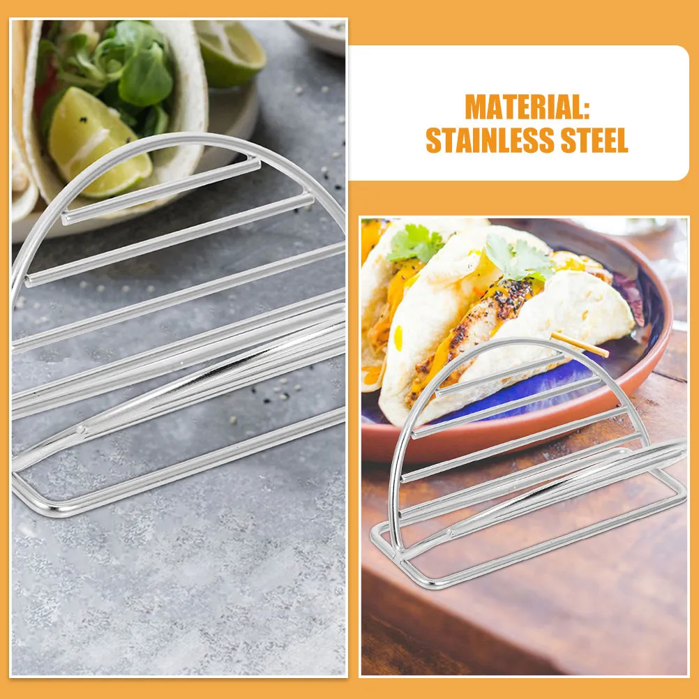 4Pcs Stainless Steel Taco Tray Plate Holder for Baked Tacos Sushi Rolls Dessert Serving Compact Design Heavy Duty - view 3