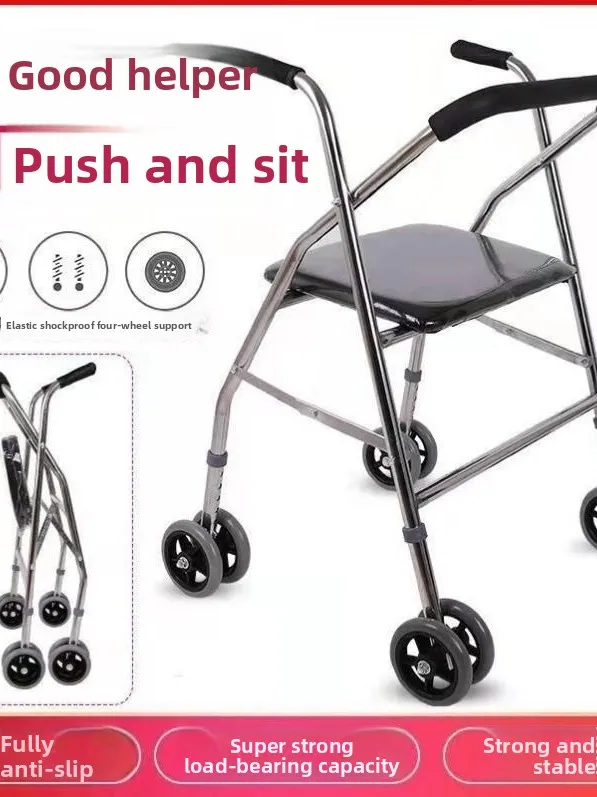 chariot-de-marche-pliable-a-quatre-roues-avec-main-courante-anti-chute-en-acier-inoxydable-pour-l'aide-aux-loisirs-et-la-mobilite