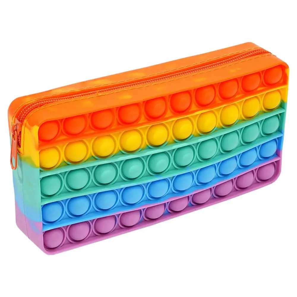 Large Capacity Silicone Pen Case Decompression Bubble with Zipper Student Pencil Bag Multifunctional Space-Saving