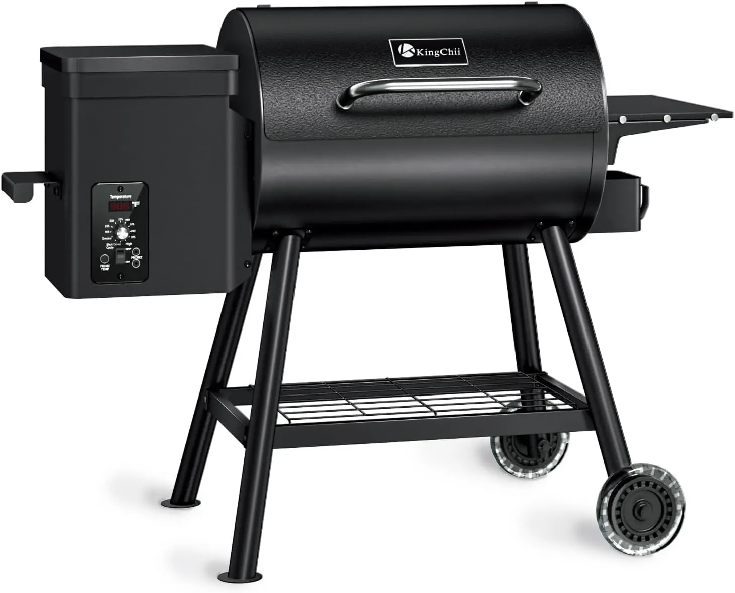 Electric Wood Pellet Grill & Smoker with Side Shelf, 456 SQ.IN Grill Capacity, with PID Temperature Control (180-425°F)