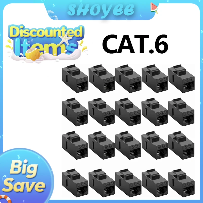 RJ45 Cat6 Cat5e Keystone Coupler, Female to Female Cat6 Cat5e Keystone Jack, UTP Keystone Coupler Insert, Black