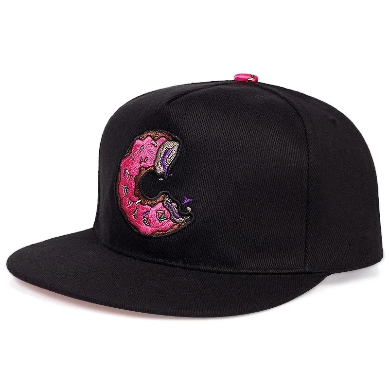 Cute Donut Drip Brim Snapback Cap, Graffiti Script Embroidery Flat Brim Hip Hop Hat 5 Designs for Men Women Streetwear - view 6