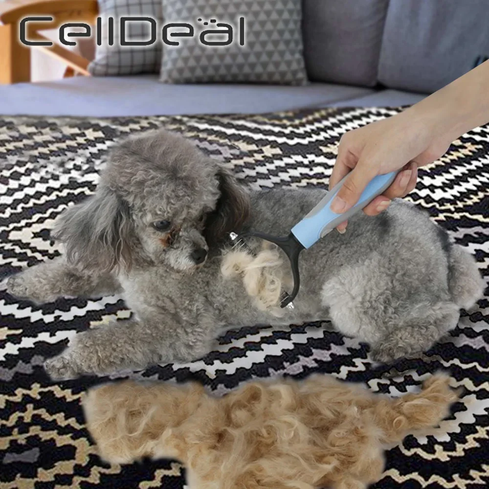 New Hair Removal Comb for Dogs Cat Detangler Fur Trimming Dematting Deshedding Brush Grooming Tool For matted Long Hair Curly Pe