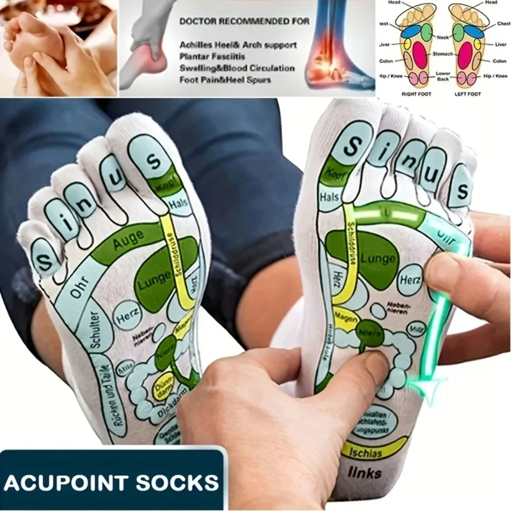 Acupressure Socks Physiotherapy Massage Socks Relieve Tired Feet Acupoint Reflexology Socks with Massage Stick Dropshipping