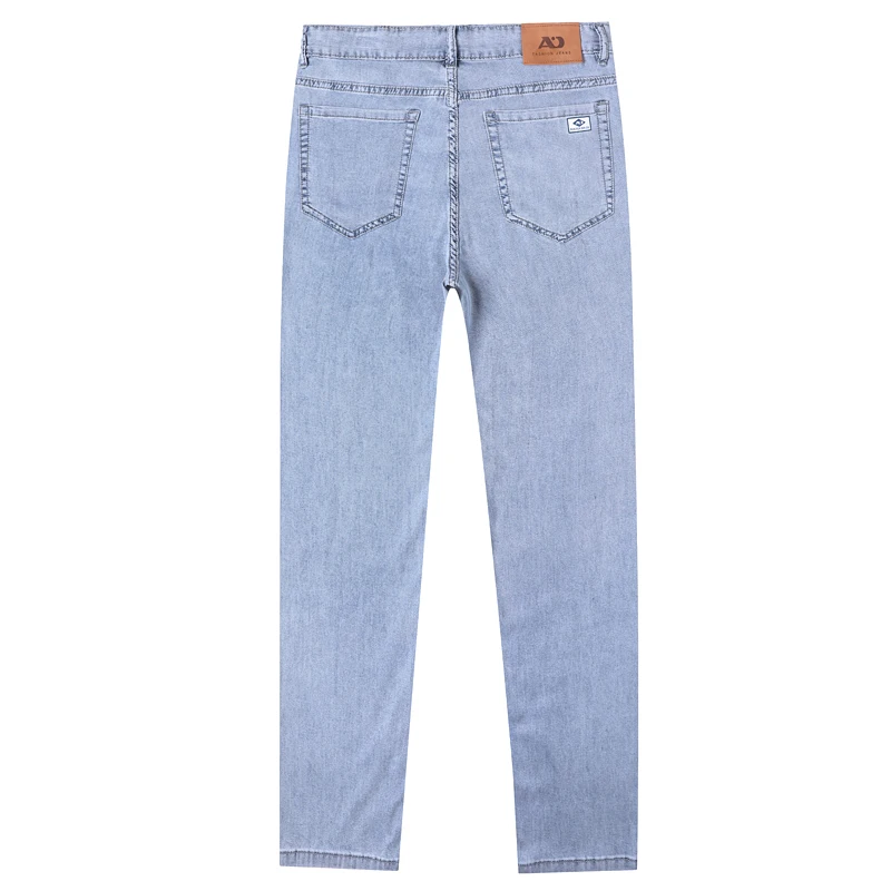

2026 Summer Ice Silk Thin Jeans New Fashion Casual Cotton Stretch Pants Denim Trousers Male Brand Loose Straight Wide Leg Pants