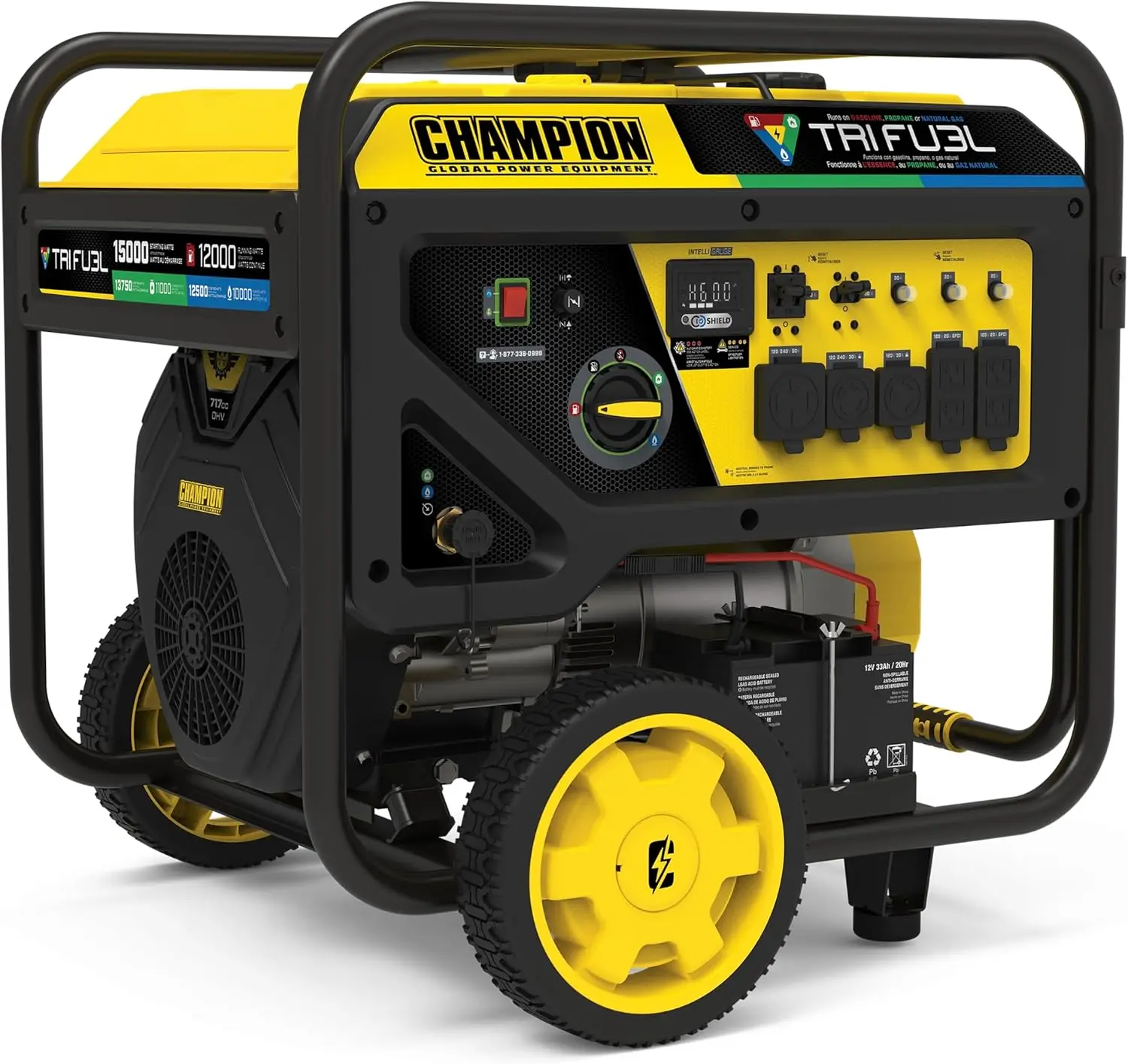 Champion Power Equipment 15,000-Watt Electric Start Tri Fuel Home Backup Portable Generator with CO Shield