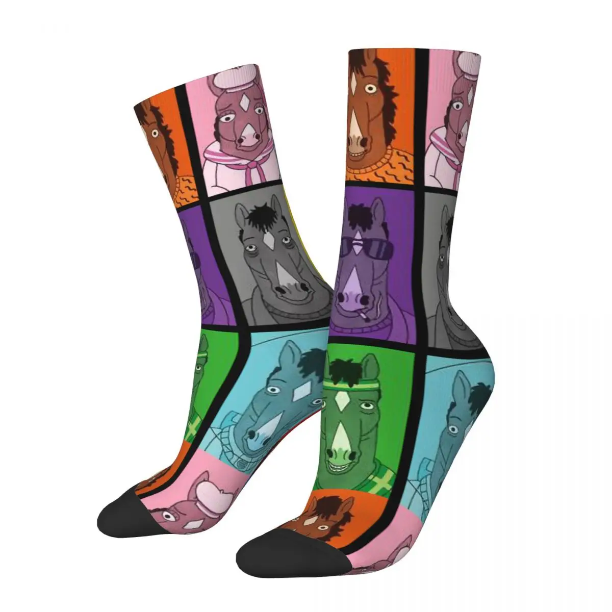 Hip Hop Retro Futuristic Crazy Men's compression Socks Unisex Bo Jack Horseman Street Style Seamless Printed Funny Novelty