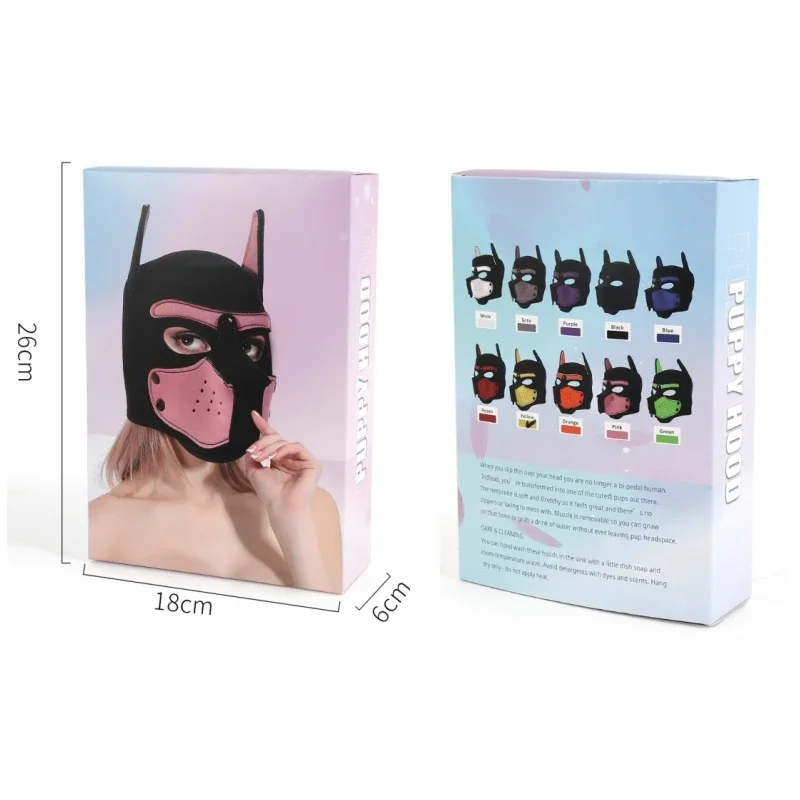 10 kleuren Puppy Cosplay Kostuums Latex Gewatteerde Hond Masker Volledige Hoofd Kap Masker Met Oren Voor Mannen Vrouwen Hond rollenspel Games