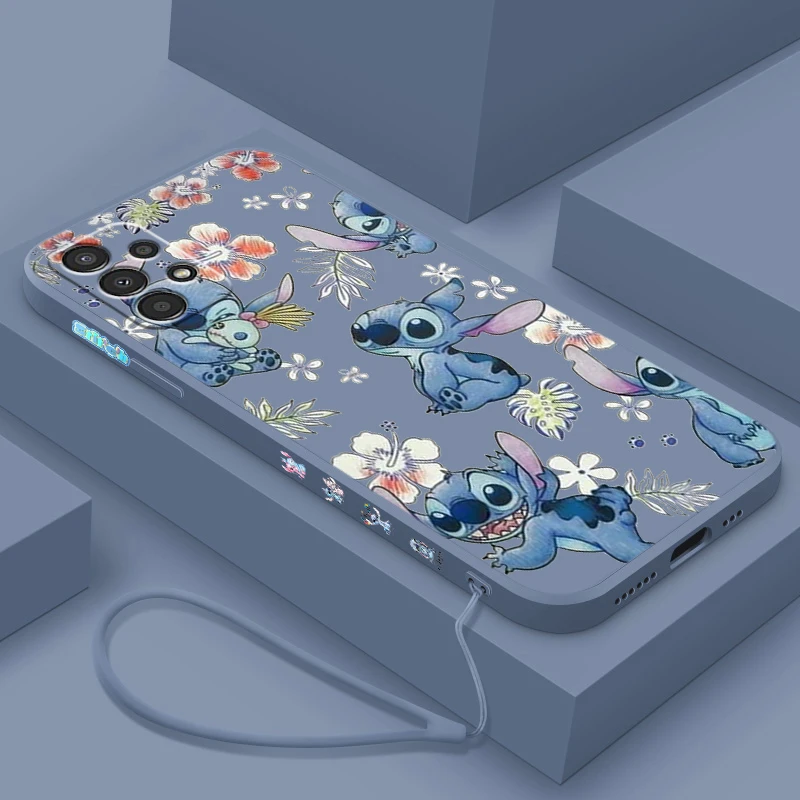 Disney Stitch Rainbow For Samsung A91 A81 A71 A51 A41 A31 A21S A11 A05 A04 A03S A02S A01 Liquid Left Rope Phone Case