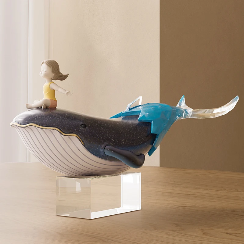 Whale Statue Ornament Art Home Decoration High-end Resin crafts Living Room Study TV Cabinet Decoration Desktop Gadgets Gift