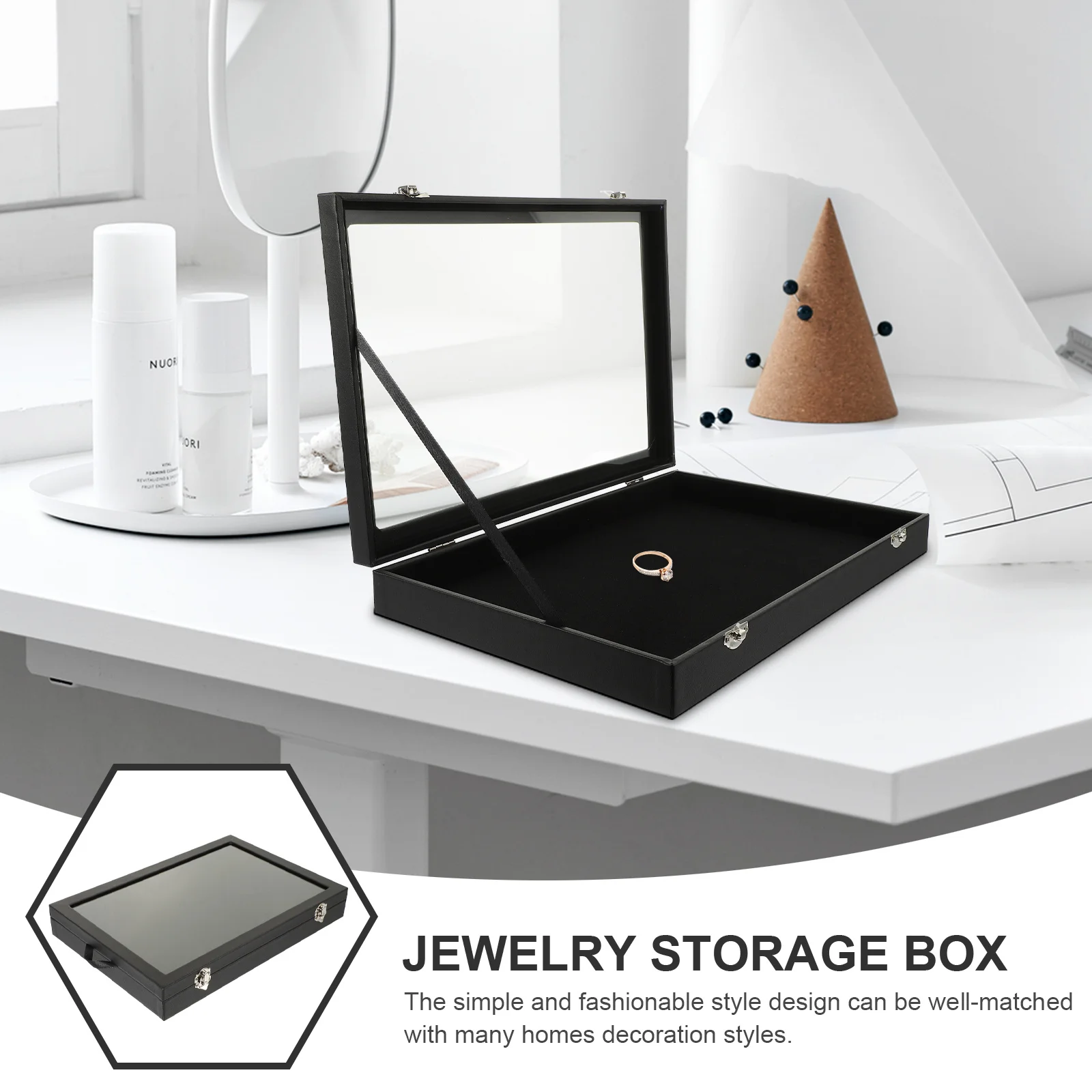صندوق تخزين المجوهرات كبير ومتين لتنظيم المجوهرات وقلادة وخاتم وأقراط وحامل عرض لهدية السفر
