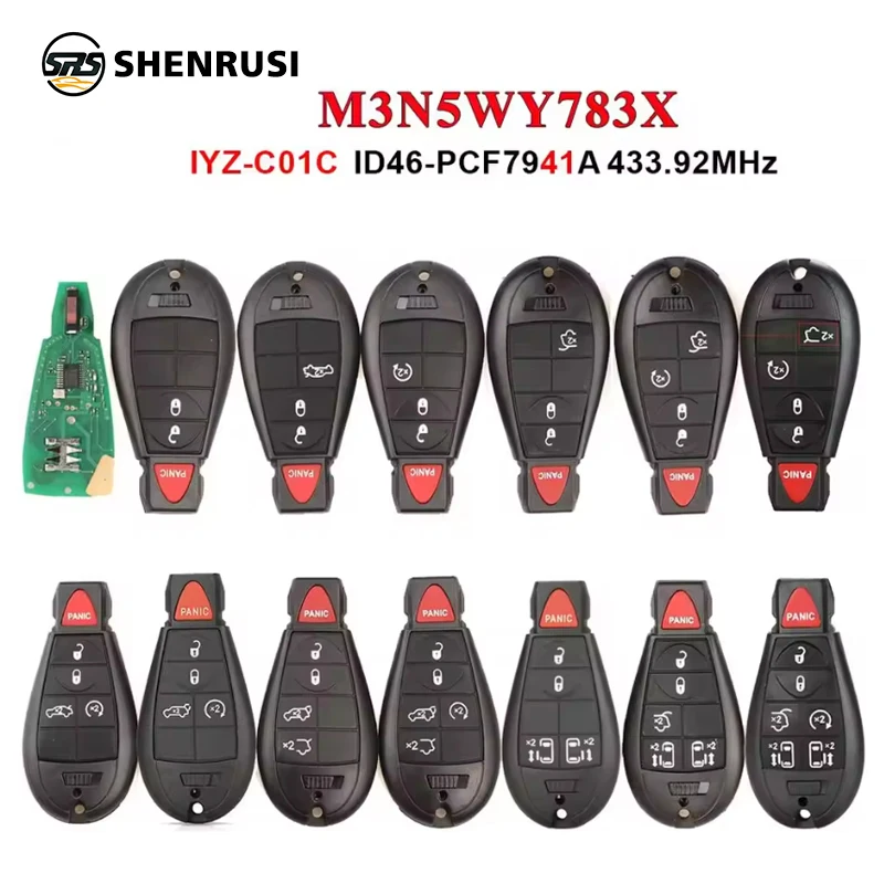 

433Mhz 7941 Remote Car Key Fob M3N5WY783X For Chrysler Town & Country Jeep Grand Cherokee Dodge Caravan Journey IYZ-C01C