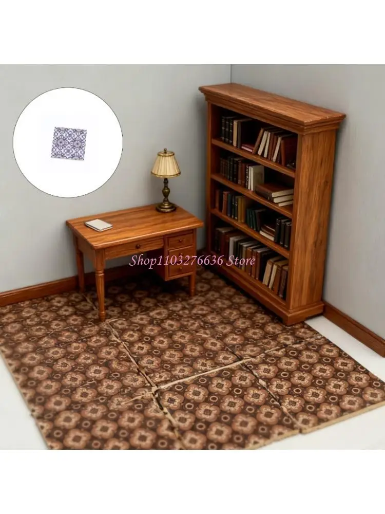 

R6FD 9PCS Floor Tile for Doll House Realistic Setup Safe for Kids Pretend Play Flexible Layout Flooring Decoration