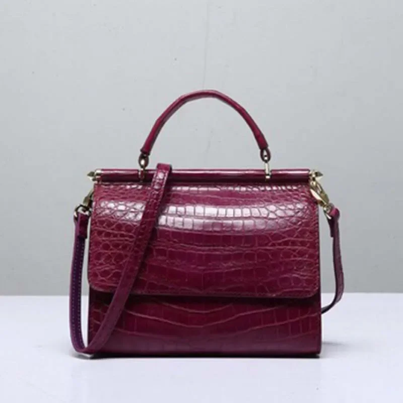 ourui Water to dye   crocodile leather Female bag   female  handbag women handbag 24cmX22cmX6cm