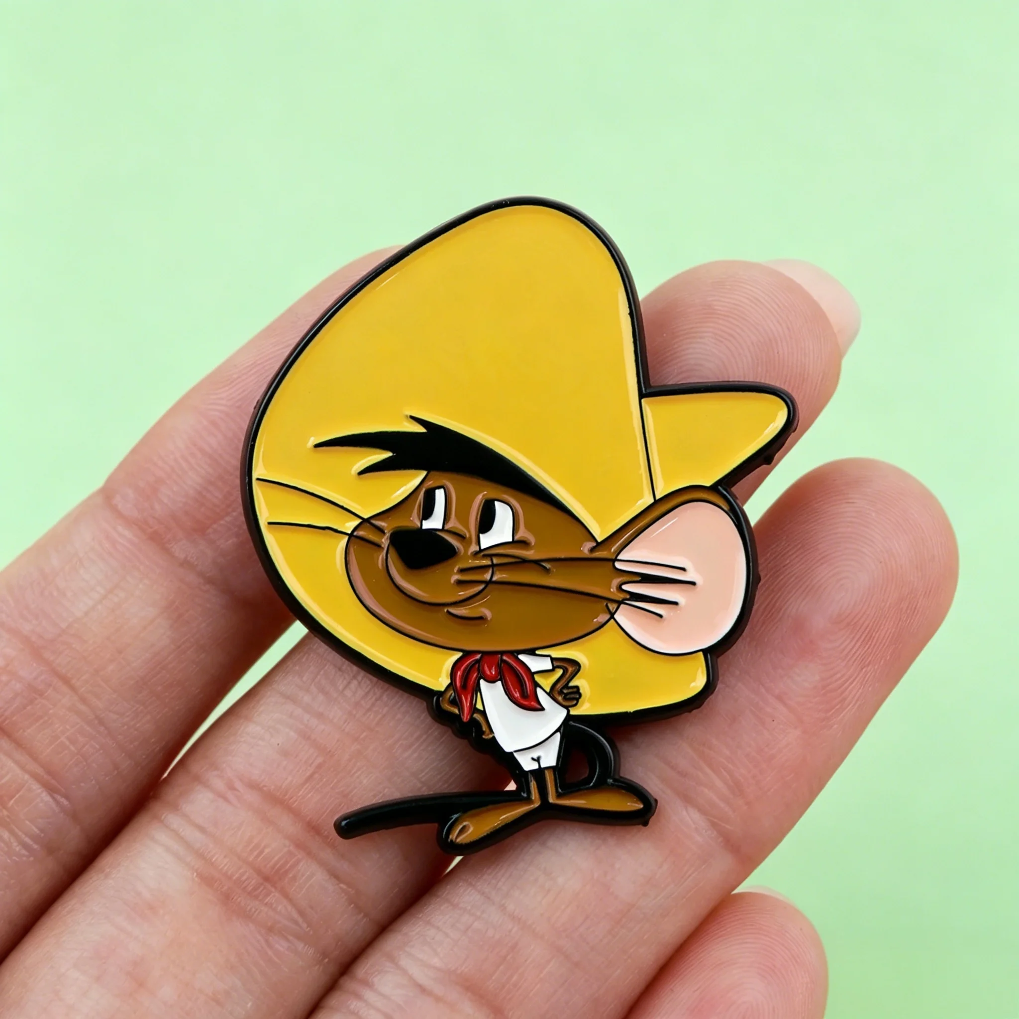 Broche de Esmalte Retrô do Rato Speedy Gonzales Fofo - Joia de Desenho Animado para Presente