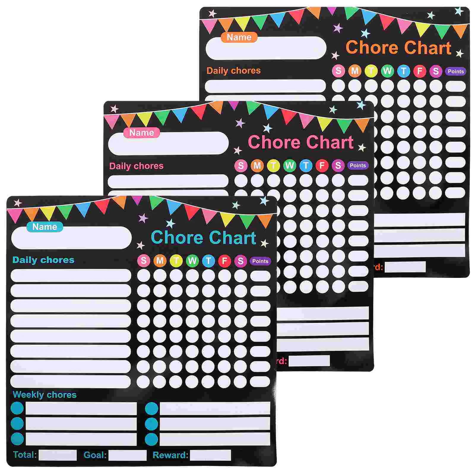 3 Pcs Weekly Planner Chores Chart for Kids to Do Magnetic Schedules Responsibility Board Routine Child