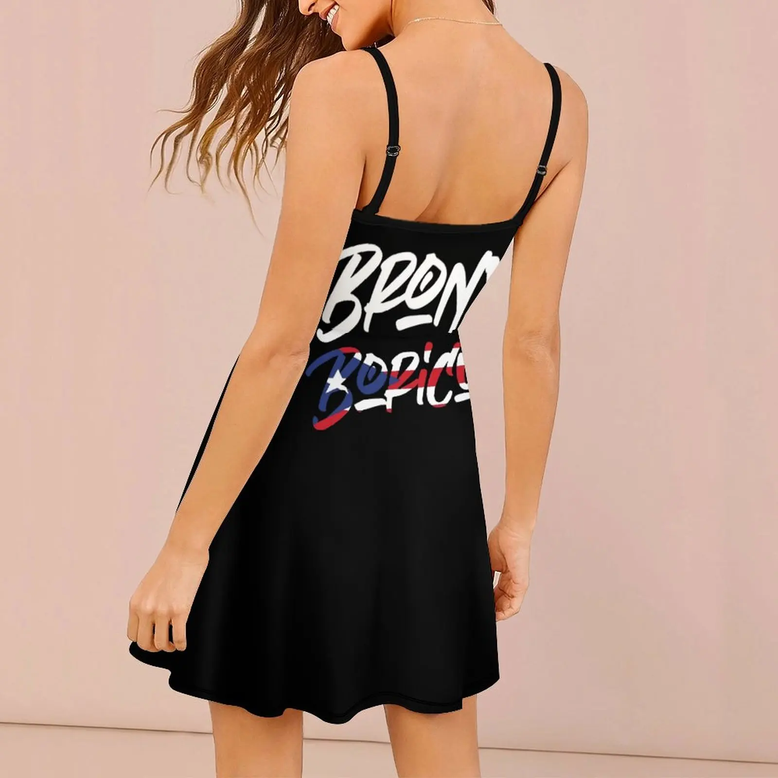 مثير برونكس Boricua العلم الفن المرأة فستان بكتافة الفكاهة الجرافيك الأطراف الملابس النسائية الحمالة فستان خمر #2