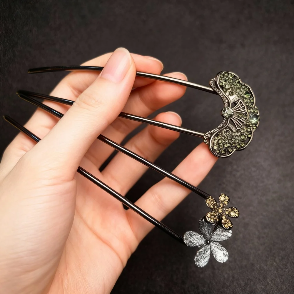 Metall-U-förmige Haarstäbchen mit Perlenquaste, Haargabel, Haarspange, französische Haarnadeln, Haaraccessoires für Damen und Mädchen, Haarschmuck, Styling-Tool – Detail 12