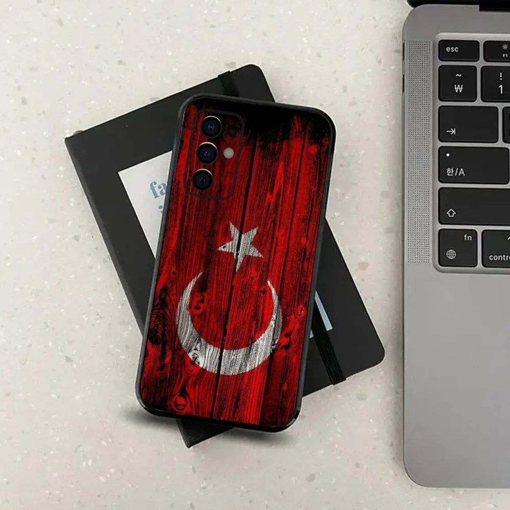 Capa de telefone com bandeira turca da Turquia para Samsung Galaxy A13, A21s, A22, A31, A32, A52, A53, A71, A80, A91 Capa preta