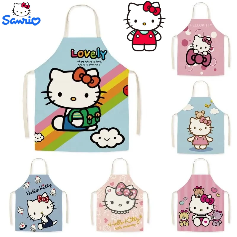 

Sanrio новый фартук без рукавов Hello Kitty, милый мультяшный милый кавайный тканевый домашний универсальный фартук для творчества, периферийные устройства в стиле аниме