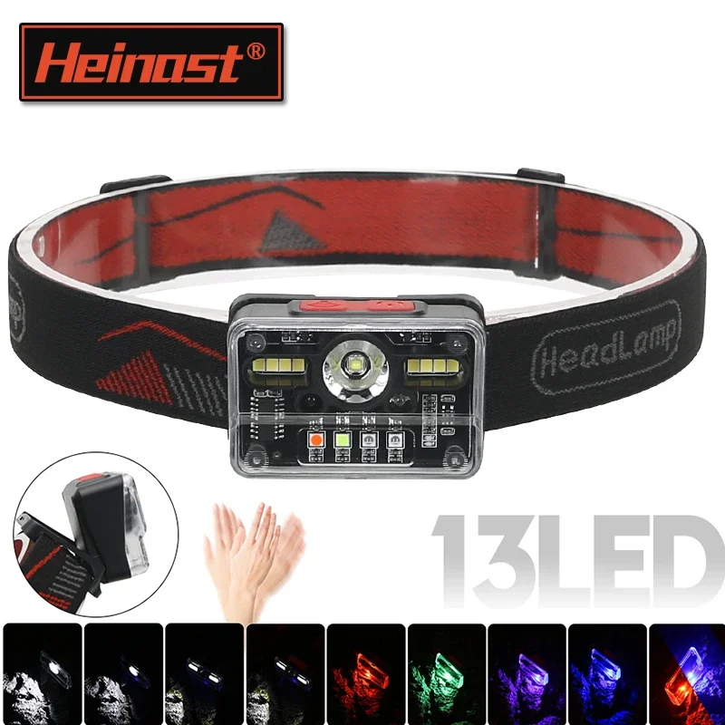 1pc/3pcs Multifunctional Strong Light Headlamp Wave Induction Headlight Type-C USB Charging Head Lamp Outdoor Fishing Light