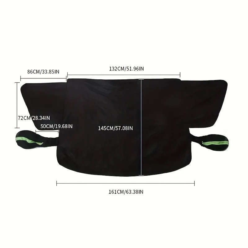 磁気式＆固定ストラップ付き車用フロントガラス雪カバー - 高耐久オックスフォード生地全天候型フロントガラスプロテクター（UV/日よけ付き）