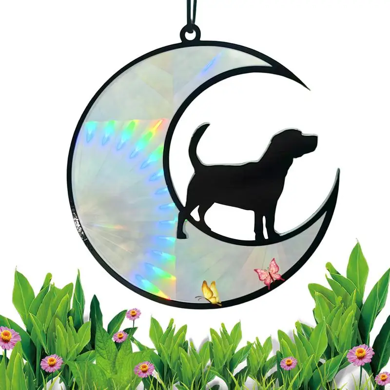 Dog Sun Catcher Acrylic Stained Glass Memorial Ornament Sun Catcher Cute Pet Loss Sun Catcher Pet Sympathy Light Catcher For