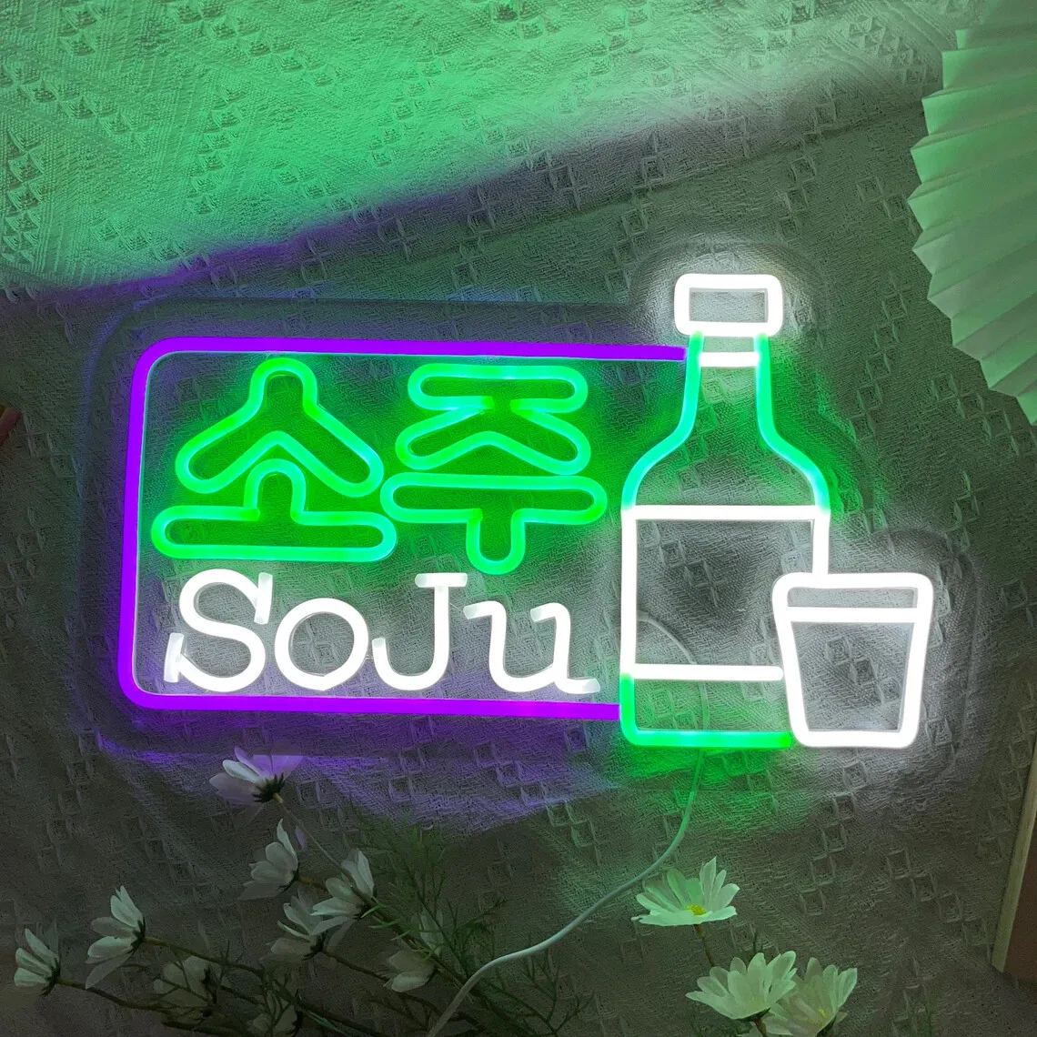 Korean Soju Neon Sign LED Neon Lights Sign USB Dimmable Business for Korean Restaurant Bar Drink Shop Tavern Hotel Decor Gift