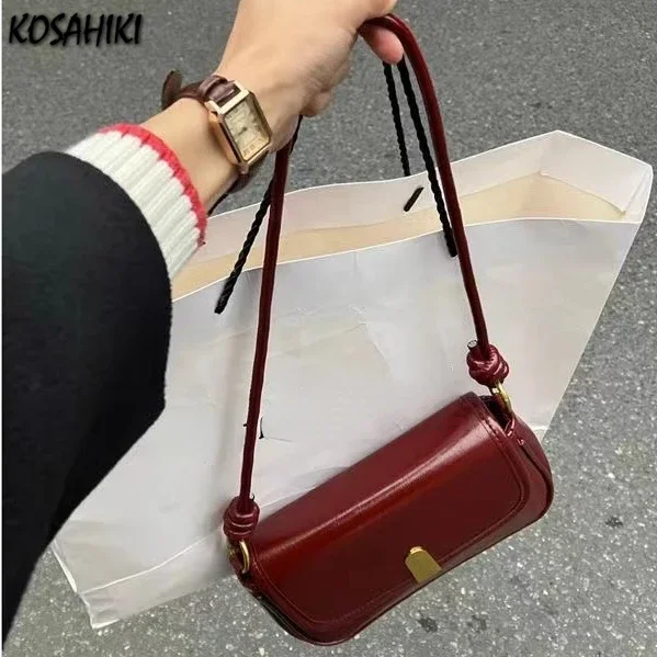 All Match Ins Vintage Fashion Shoulder Bags Office Lady Korean Chic Simple Handbags Elegant Y2k Women Retro Casual  Underarm Bag