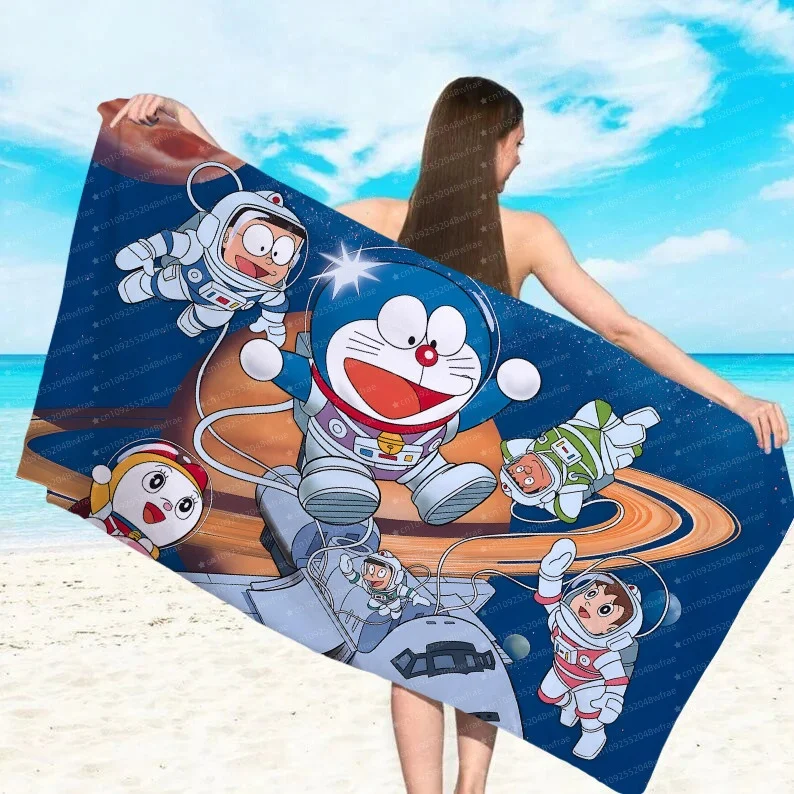 Doraemon Machine Cat Printed Beach Towel Microfiber Towel for Children/Adults Quick Drying Water Absorbing Swimming Pool Towel view 3