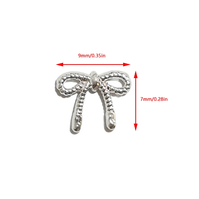 3d prata ouro bowknot em forma de encantos do prego, liga arte do prego strass manicure jóias para diy acessórios do prego salão de beleza 10 pçs