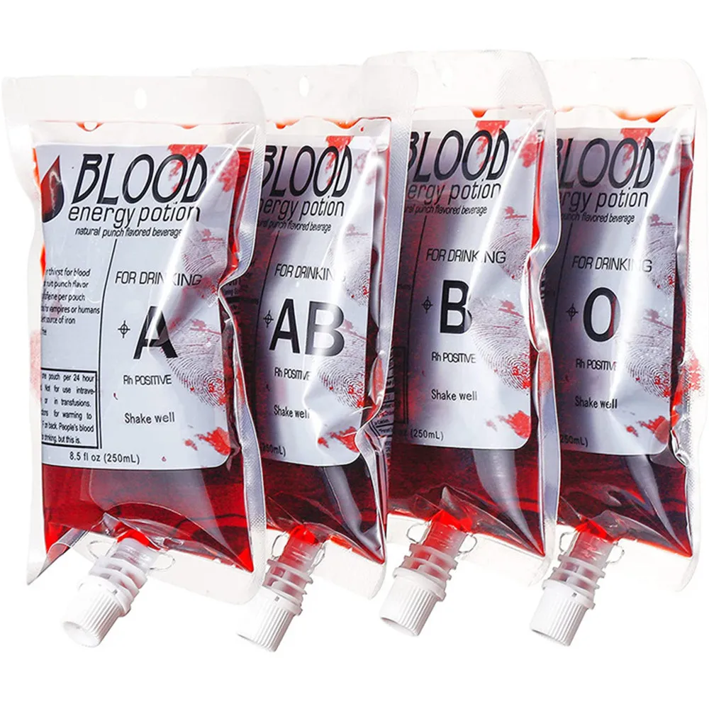 1PCS Halloween Blood Bag 250ml PVC Drink Juice Plasma Pouch Vampire Cosplay Scene Party DIY Props Horror Suck Blood Energy Pack