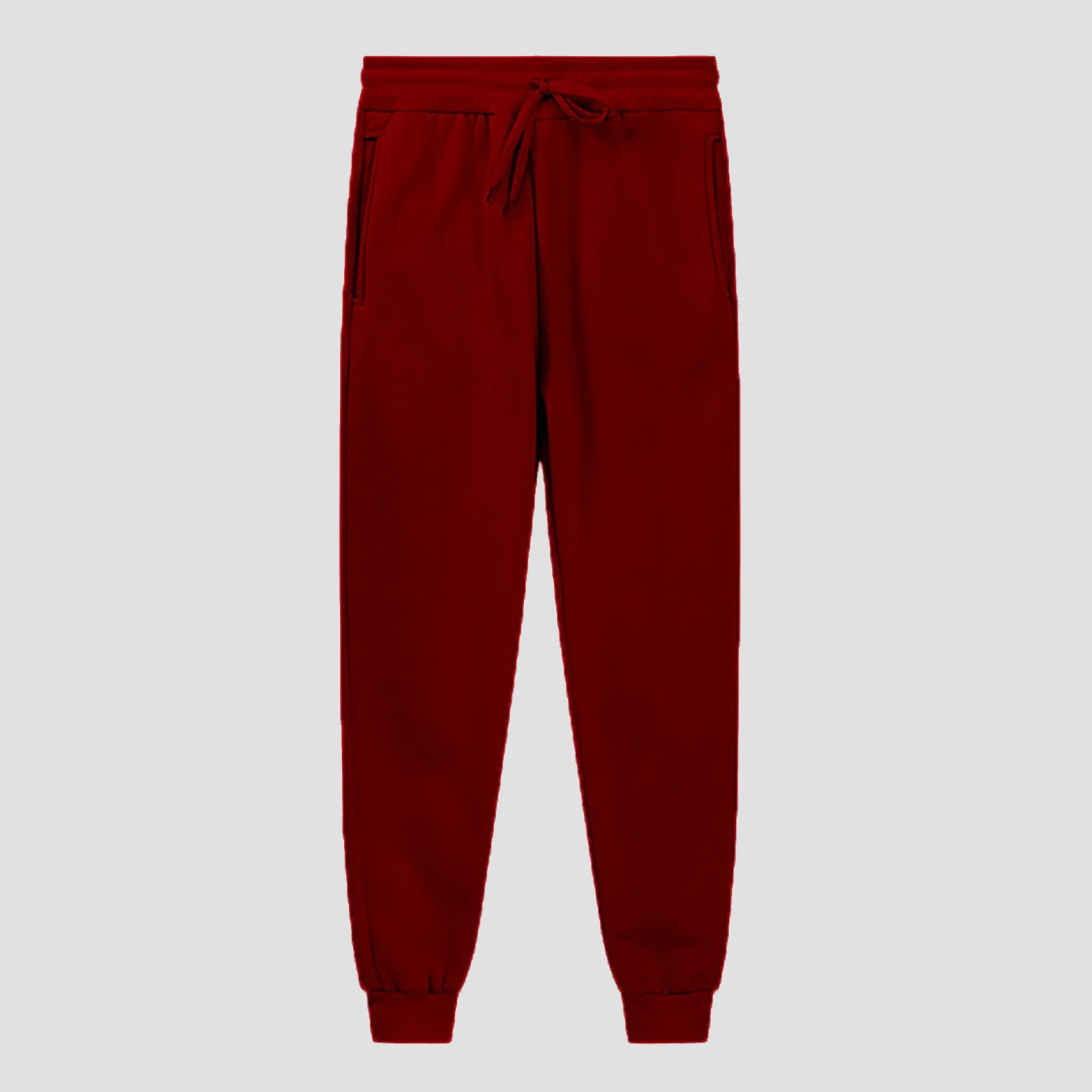 Calça casual de lã de cintura alta feminina, calça esportiva quente, tudo em um simples, monocromática, outono e inverno