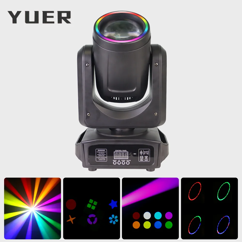 

200W LED Beam Moving Head Light With Ring 18 Prisms 7 Gobos Rainbow Effect for Dj Disco Bar club party wedding