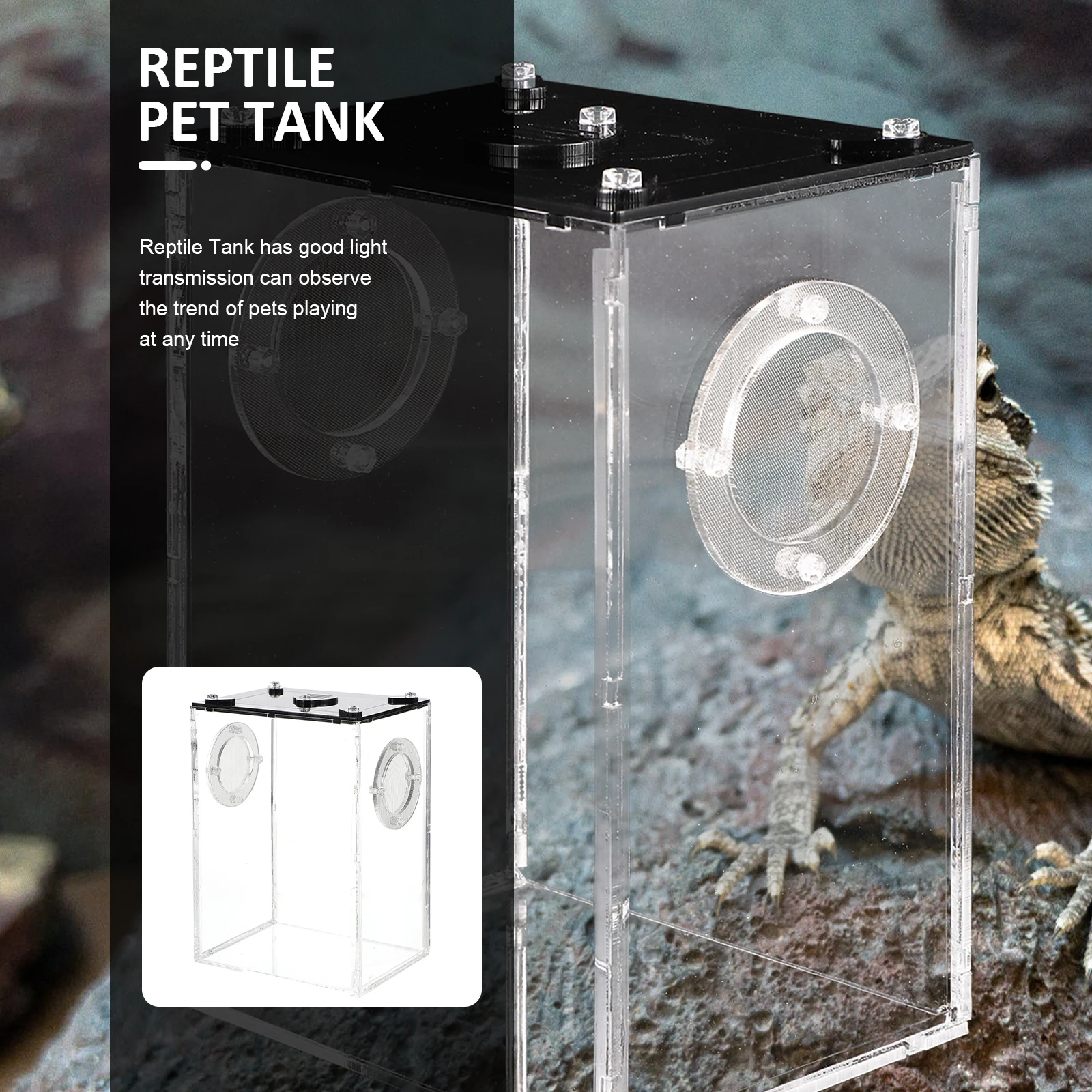 

Reptile Pet Terrarium Gecko Tank Lizard Clear Cage Transparent Enclosure Breeding Box Acrylic Material Home Habitat Snake Cage