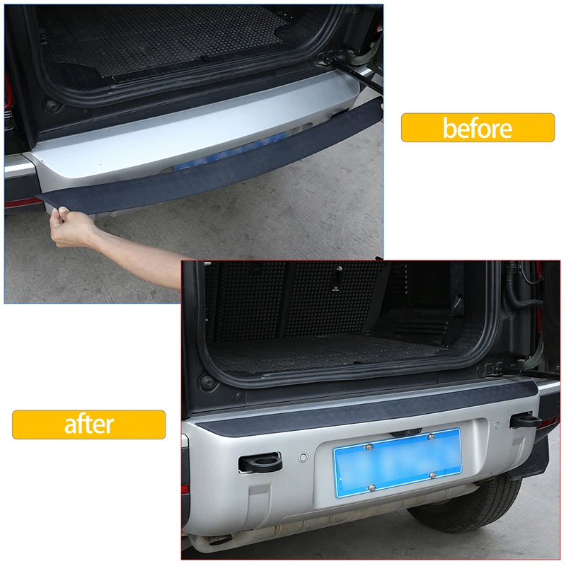 For Land Rover Defender 90 110 2020 2021 2022 Car Styling Black Car Rear Bumper Plate Trunk Sill Cover Guard Auto Accessories