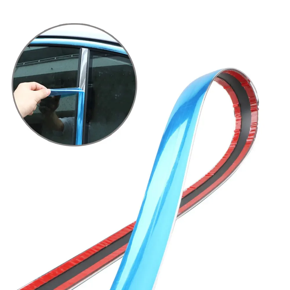 1pc Car Window Decoration Mouldings Stickers Car Bumper Protect Sticker Car Door Side Decorative Strip Auto Exterior Accessories