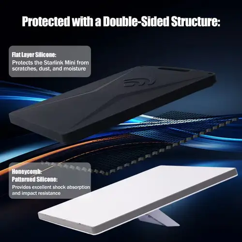Imagen 2 del producto Adecuado para cubierta protectora Starlink Mini2024, silicona antideslizante, con hebilla, cubierta protectora impermeable y a prueba de polvo
