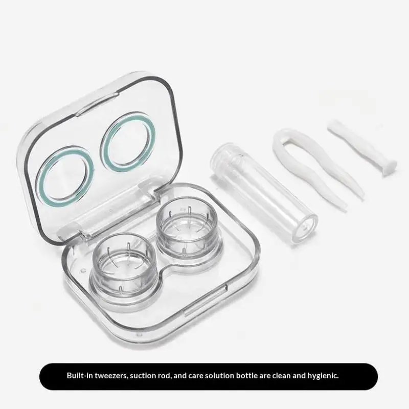 Contact Lens Case With Quick Open Design Leakproof Transparent Body Portable For Daily Use Travel Work Storage Box