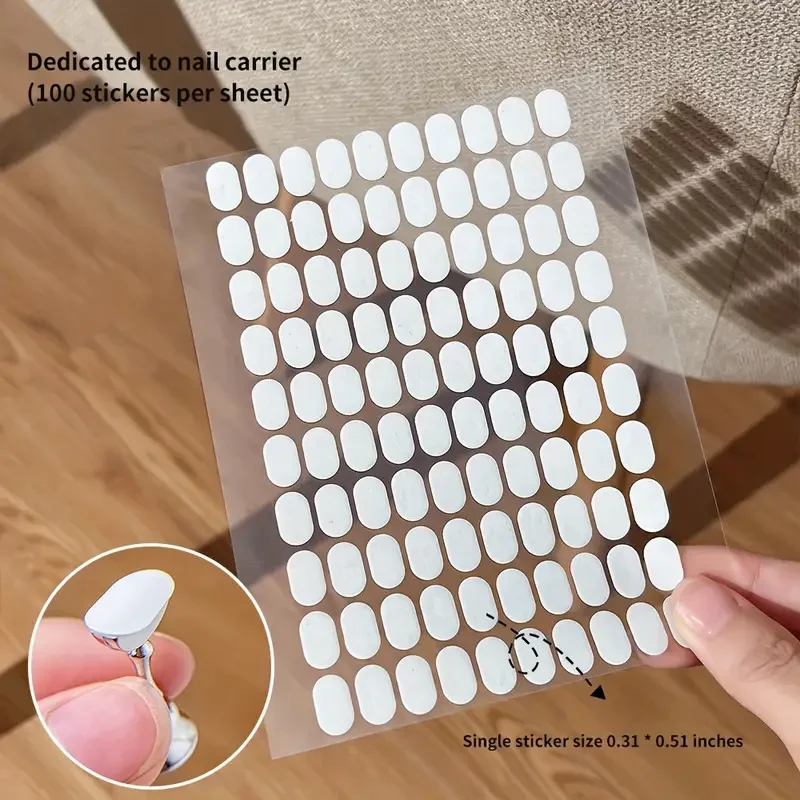 

500pcs False Tip Double Sided Adhesive Tapes Pre-Cut Nail Display Strip for Nail Art Display Stand Practice Nail Holder&Nail