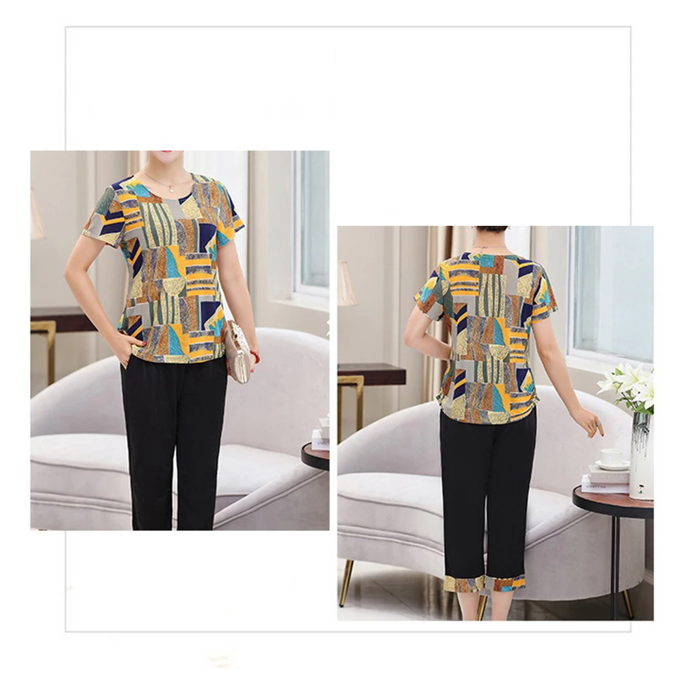 تي شيرت نسائي بأكمام قصيرة وياقة متقاطعة، قميص صيفي كاجوال رياضي وكاجوال مع مزيج من البوليستر والألياف اللدنة للراحة #4