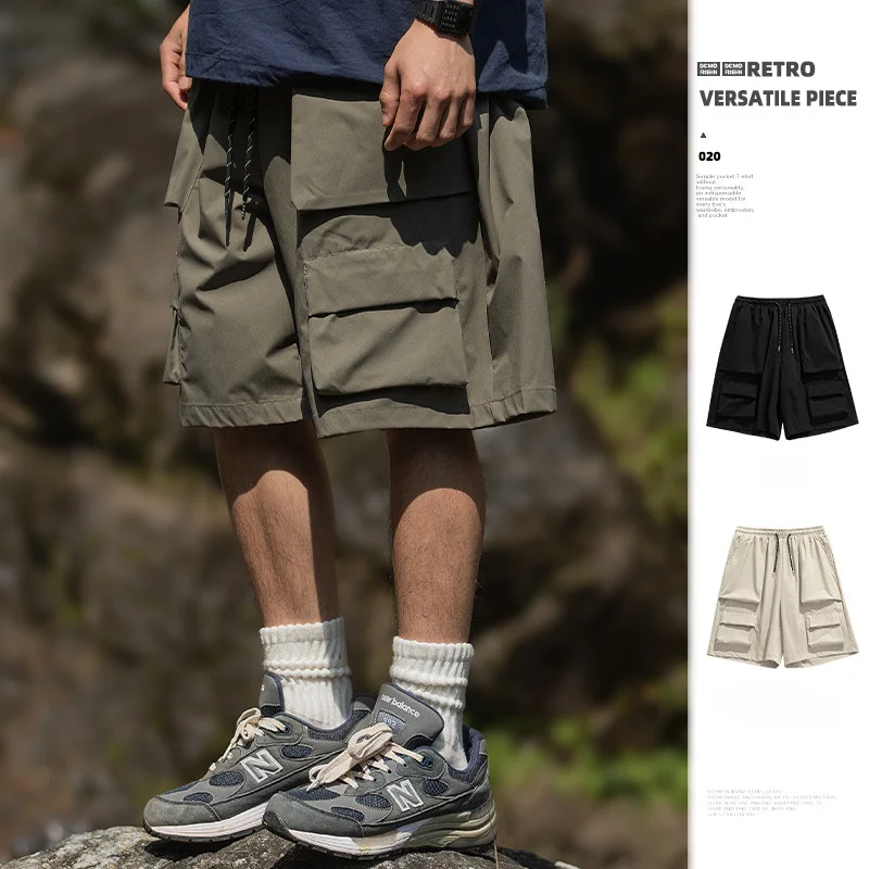 

3D Large Pocket Work Shorts for Men's Summer New Straight Loose Casual Split Pants cargo shorts basketball shorts