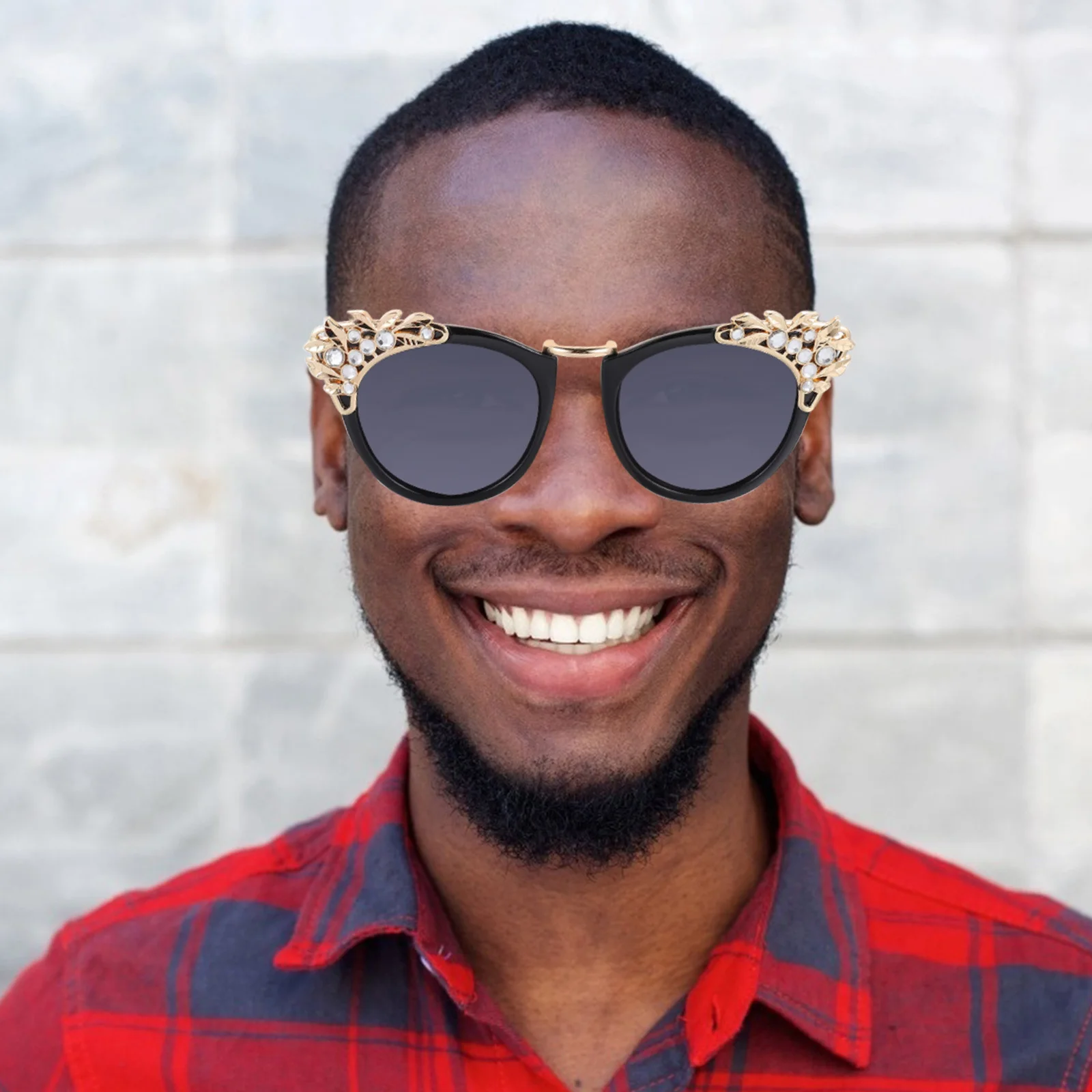 

Rhinestone Sunglasses Fashionable Oversized Retro Sun Protection Suitable Most People Nose Pads Comfortable Outdoor Summer