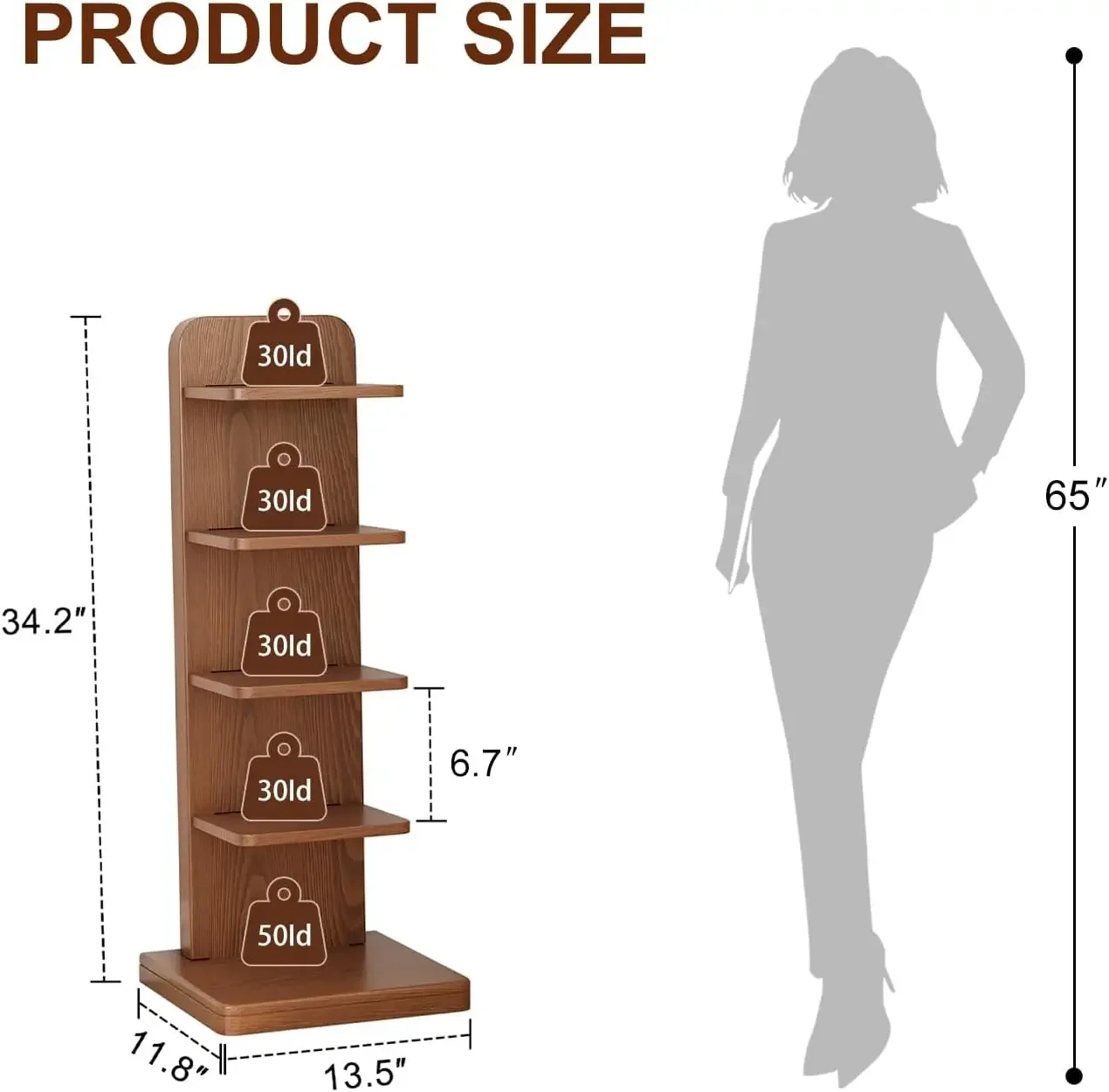 Narrow Ladder Bookcase 5 Shelf Mid Century Modern Freestanding Display Shelf with Anti Tip Device Thickened Base for Small Space